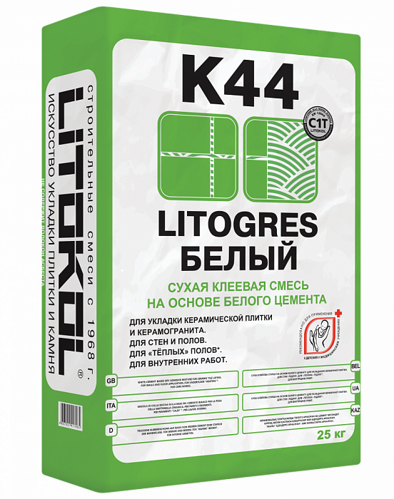 Высокоадгезивная клеевая смесь Litokol Litogres K44, 25 кг