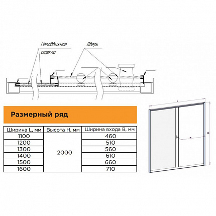 Душевая дверь Радомир Вита 1-63-6-0-0-1070 110 черный/прозрачное