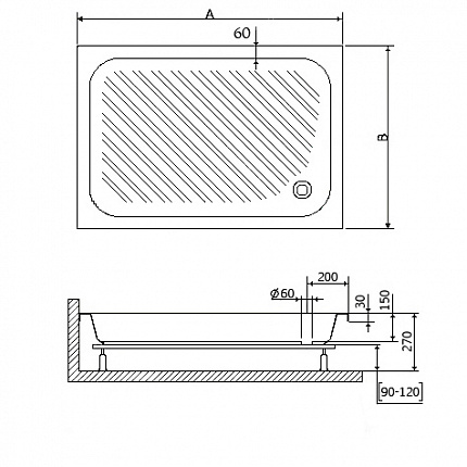 Душевой поддон  RGW Acryl 16180292-51  90x120x15 h27 см