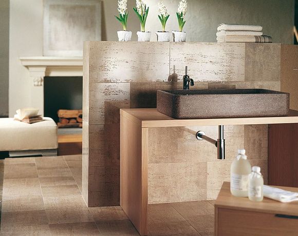 Керамогранит Imola Ceramica Travertino. Фото в интерьере