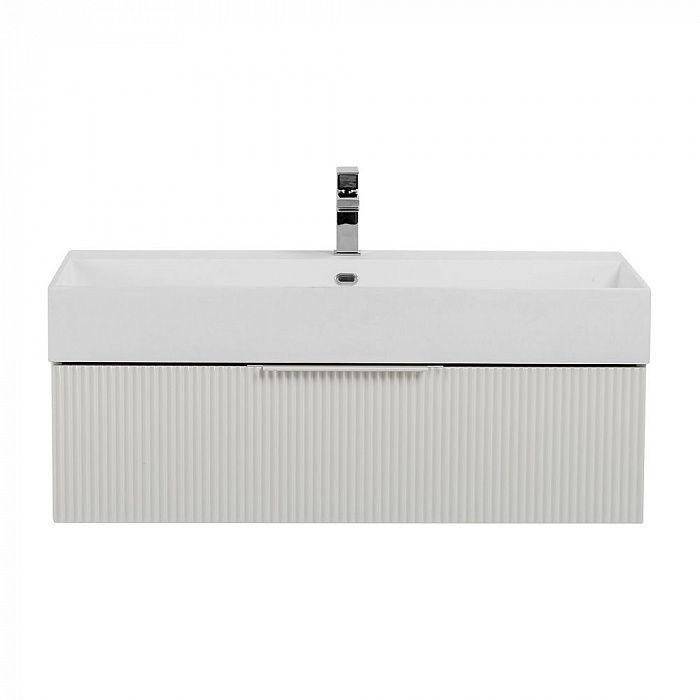 PREMIUM Тумба подвесная под раковину с выдвижным ящиком, 55421 Plisse Bianco opaco, 90x44x25