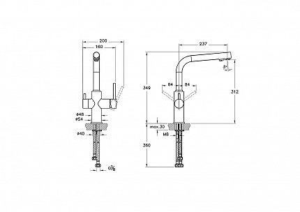 Смеситель для кухни Vitra Kitchen Sink Mixers A42144EXP, биканальный, хром