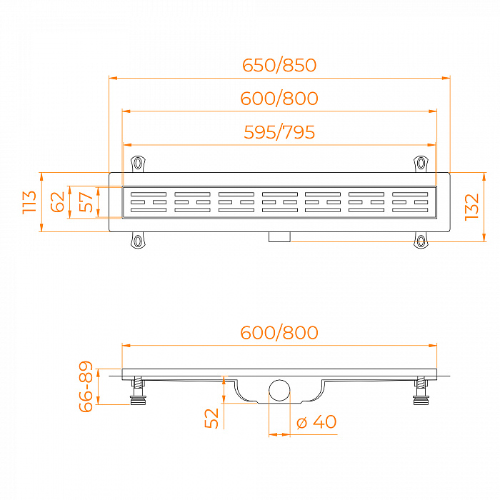 Душевой лоток RGW Drain Leo 60214080-01 800 см