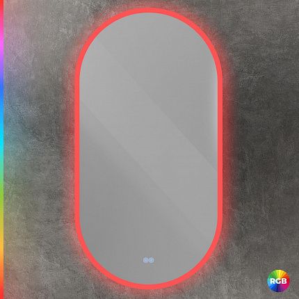 ELLISSE Зеркало с контурной разноцветной подсветкой RGB и сенсорным выключателем, CZR-SPC-ELS-550-1050-RGB-TCH, 12V, 220-240V, 550x1050
