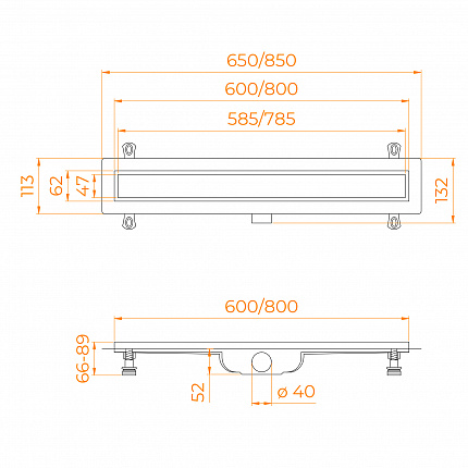 Душевой лоток RGW Drain Leo 60214180-01 800 см