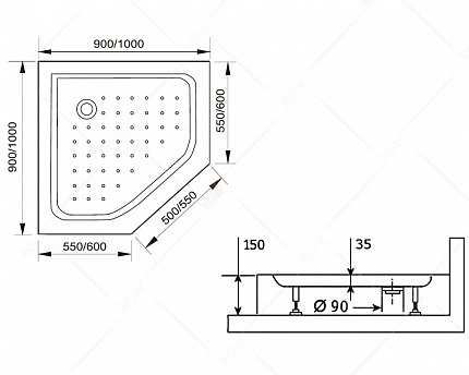 Душевой поддон трапеция RGW LUX/TN-TR, 16180500-41