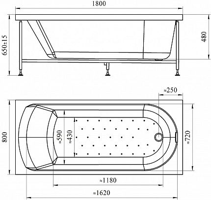 Фронтальная панель Radomir Николь 1800х800