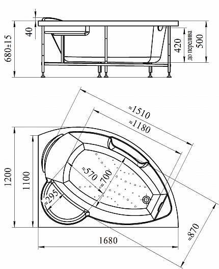 Акриловая ванна Vannesa Алари 168х120 L