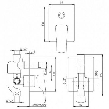 Смеситель для душа Paini Lady 89PW691 никель PVD