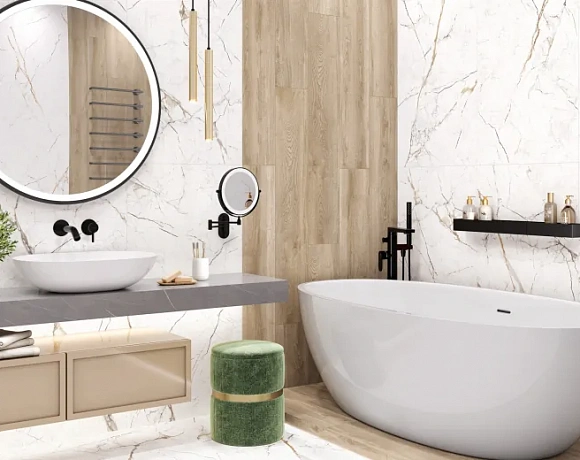 Керамогранит Alma Ceramica Rock Line. Фото в интерьере