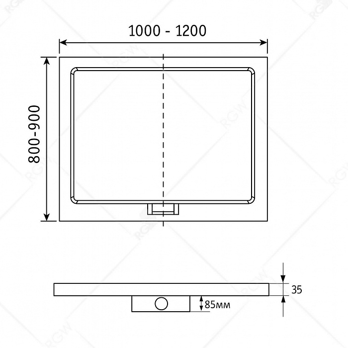 Душевой поддон  RGW GWS 03150290-01  90x100x3,5 см