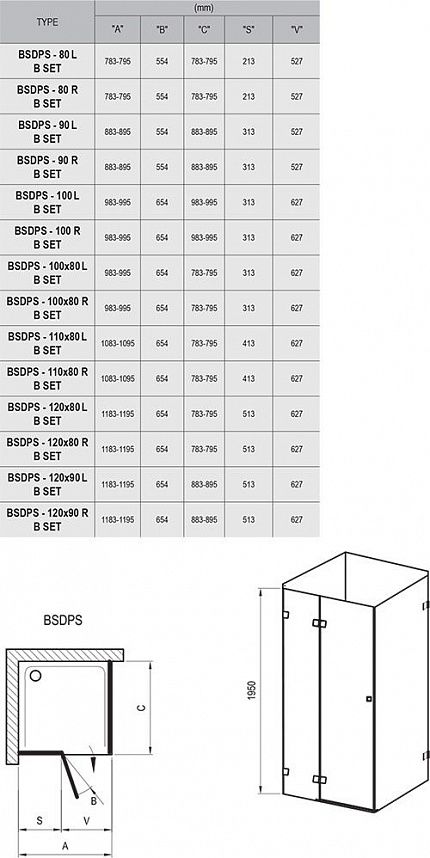 Душевой угол Ravak Brilliant B SET BSDPS-L 110 хром