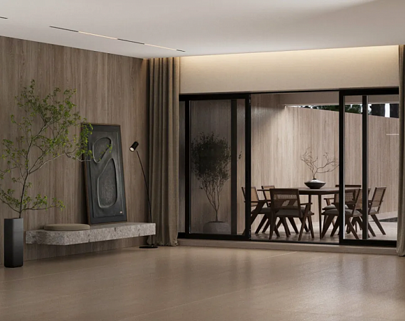 Керамогранит Laminam RUS Zen Wood. Фото в интерьере