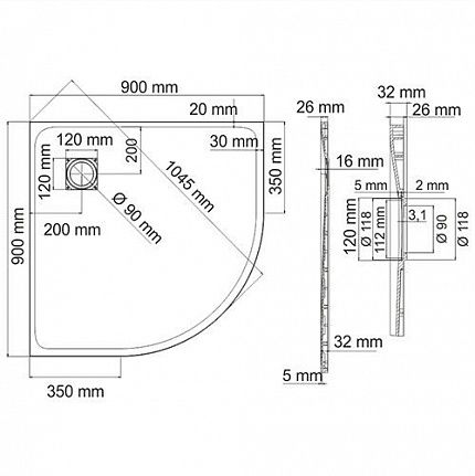 Leine 35T01 Душевой поддон
